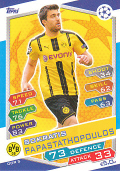 Sokratis Papastathopoulos Borussia Dortmund 2016/17 Topps Match Attax CL #DOR05
